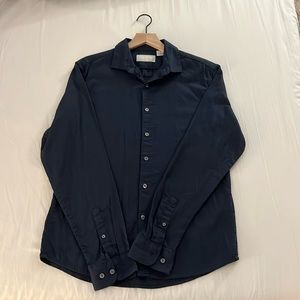 Claiborne Men’s Slim Fit Stretch Shirt, Medium, Navy